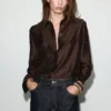 Chemise en satin avec strass