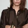 Chemise en satin avec strass