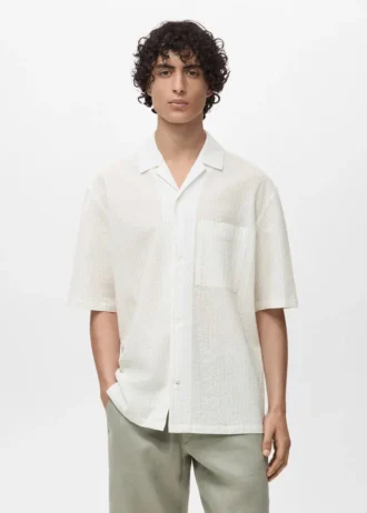 Chemise à fines rayures effet froissé
