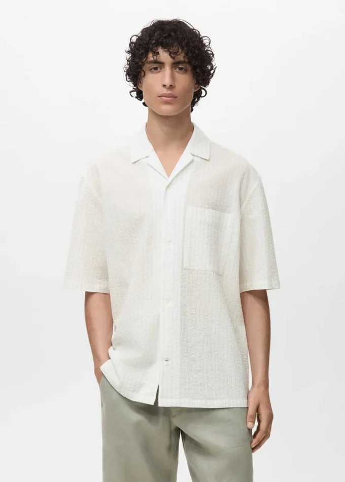 Chemise à fines rayures effet froissé Chemise à fines rayures effet froissé