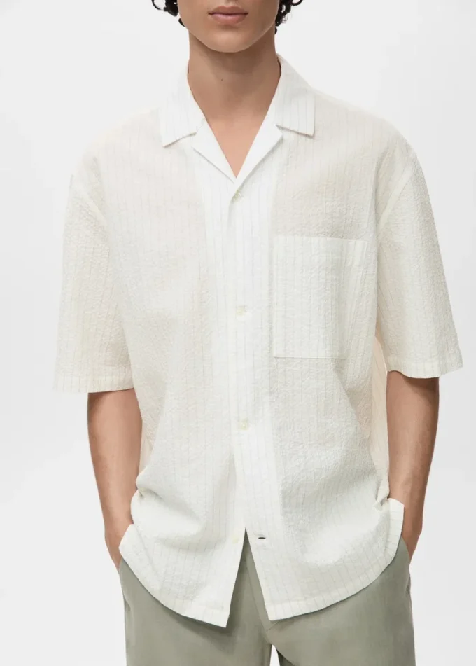 Chemise à fines rayures effet froissé Chemise à fines rayures effet froissé