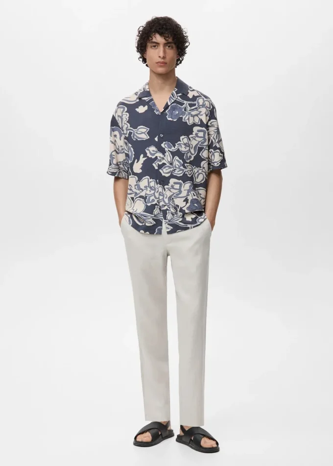 Chemise à fleurs effet froissé Chemise à fleurs effet froissé