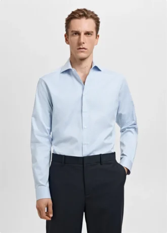 Chemise habillée slim fit en coton Giza à rayures
