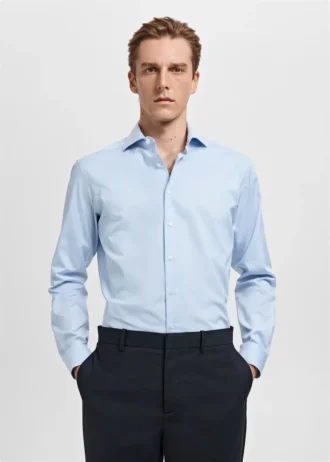 Chemise habillée slim fit en coton Giza à rayures