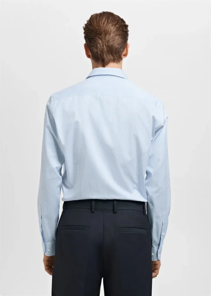 Chemise habillée slim fit en coton Giza à rayures Chemise habillée slim fit en coton Giza à rayures
