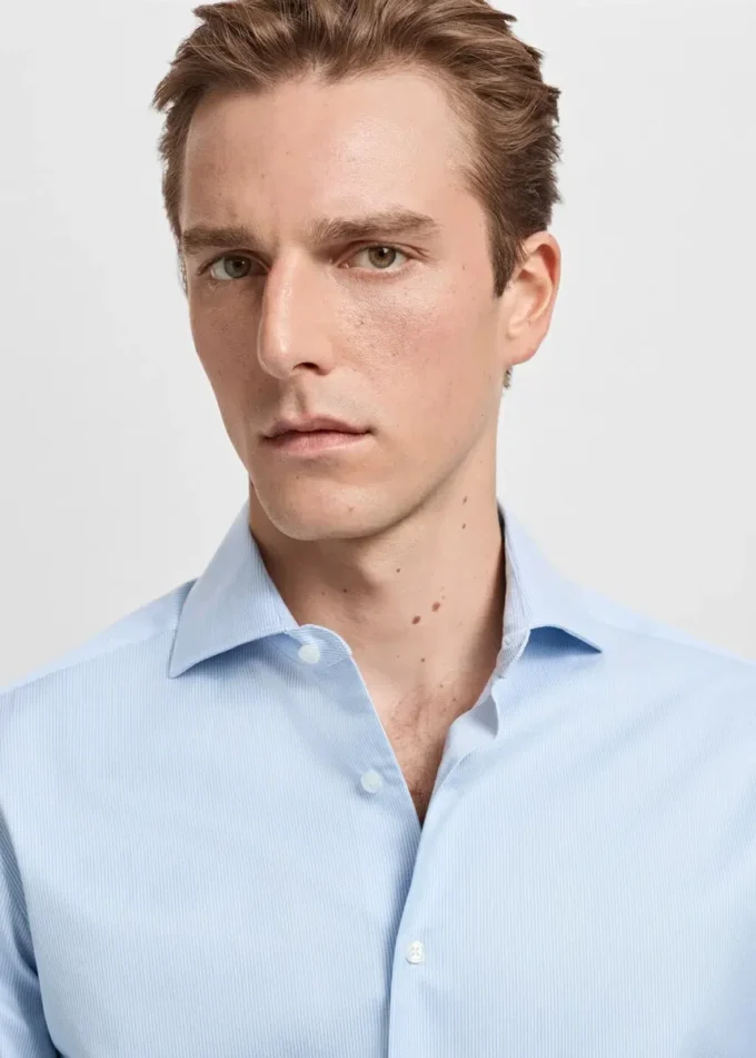 Chemise habillée slim fit en coton Giza à rayures Chemise habillée slim fit en coton Giza à rayures