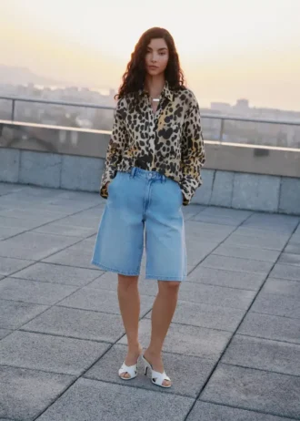 Chemise à imprimé léopard avec poche