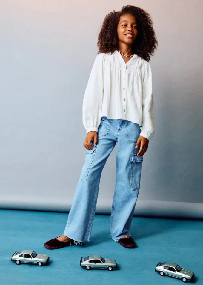 Jean cargo coupe droite