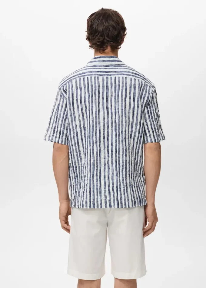 Chemise à manches courtes en coton rayé Chemise à manches courtes en coton rayé