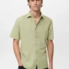 Chemise à manches courtes en lin mélangé