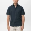 Chemise à manches courtes en lin mélangé