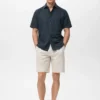Chemise à manches courtes en lin mélangé