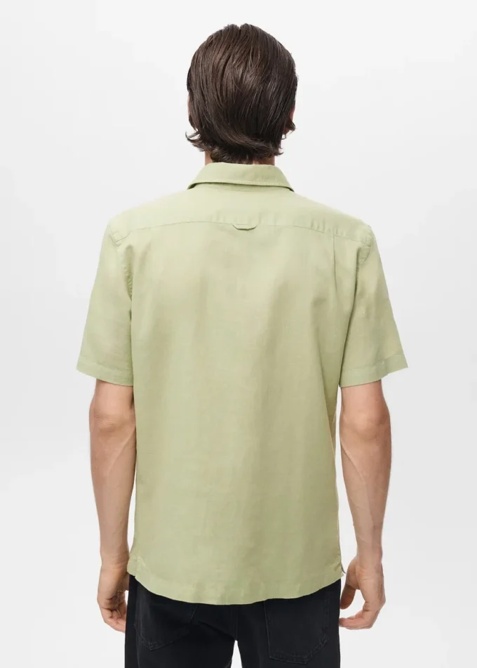 Chemise à manches courtes en lin mélangé