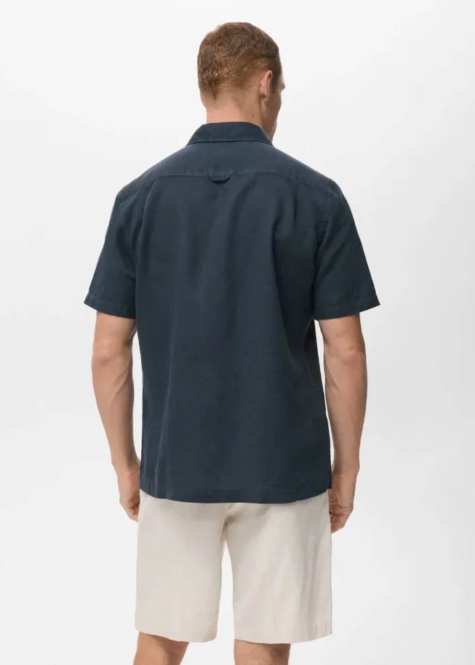 Chemise à manches courtes en lin mélangé