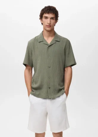 Chemise à manches courtes rayée