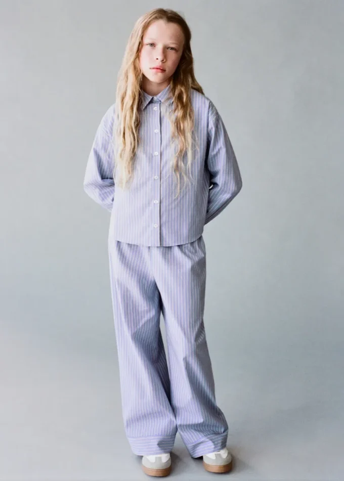 Pantalon rayé en coton