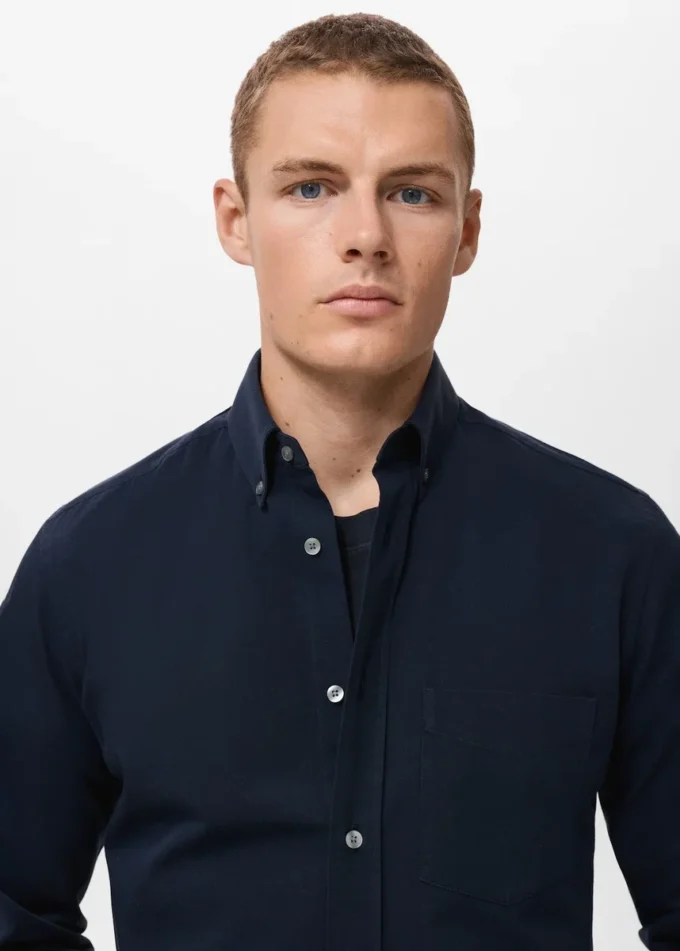 Chemise à poche, coupe classique, 100 % coton