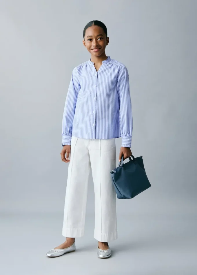 Chemise rayée avec détails plissés