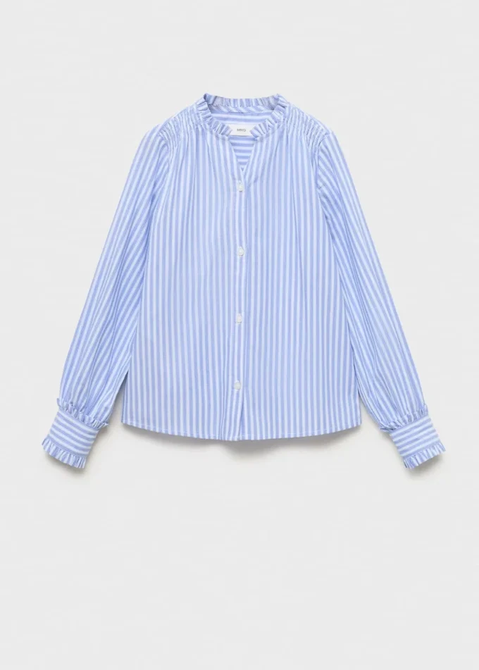Chemise rayée avec détails plissés