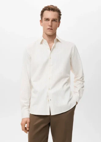 Chemise rayée coupe droite 100 % coton