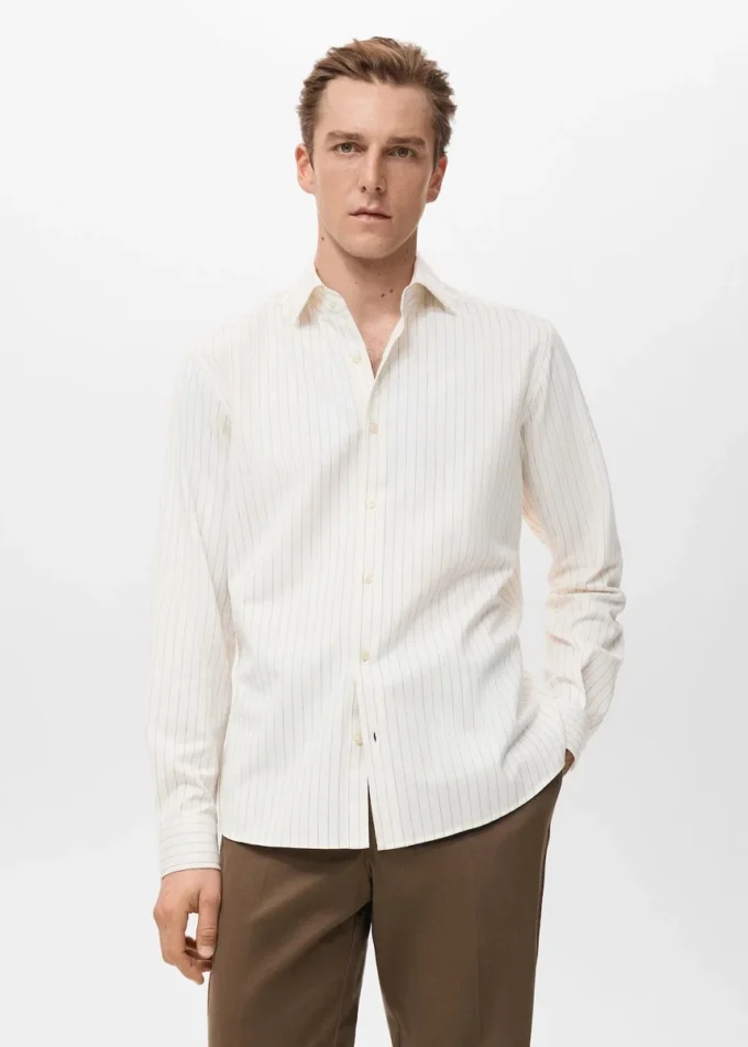 Chemise rayée coupe droite 100 % coton