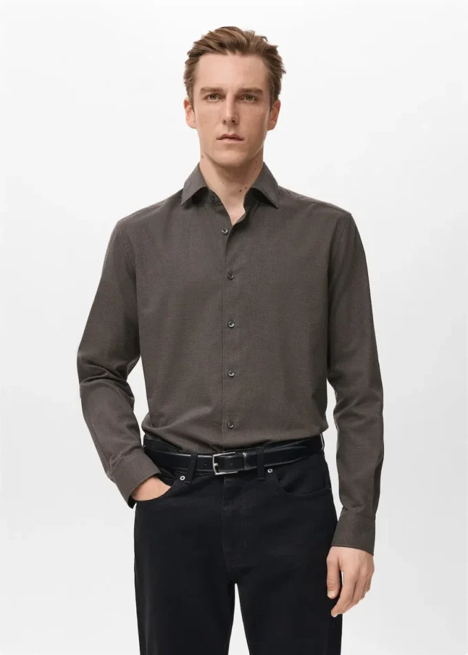Chemise rayée coupe droite 100 % coton