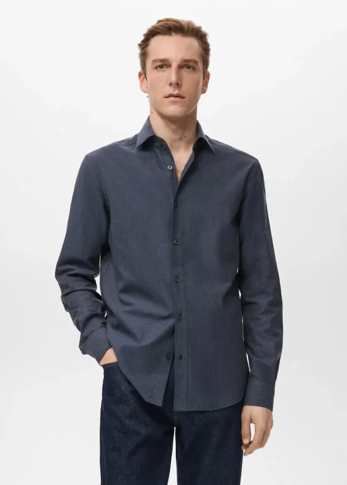 Chemise rayée coupe droite 100 % coton