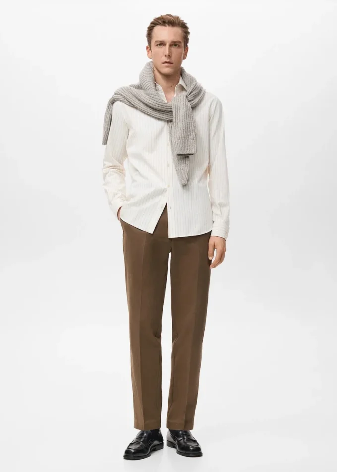 Chemise rayée coupe droite 100 % coton