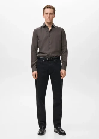Chemise rayée coupe droite 100 % coton