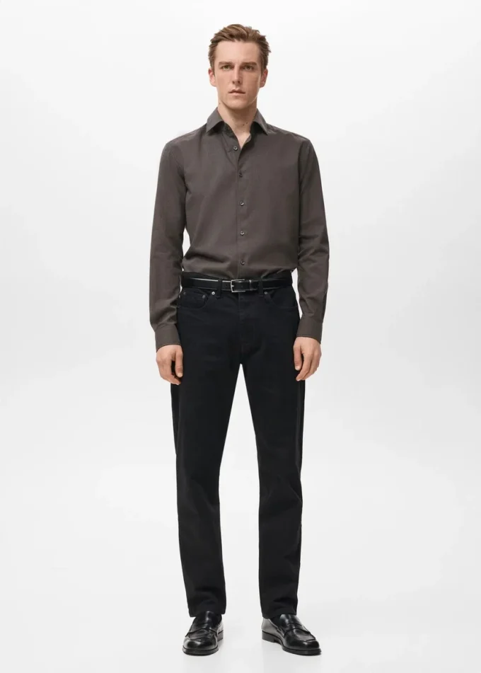Chemise rayée coupe droite 100 % coton