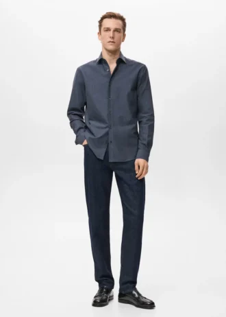 Chemise rayée coupe droite 100 % coton