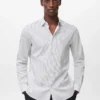 Chemise rayée en coton infroissable à coupe classique