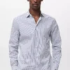 Chemise rayée en coton infroissable à coupe classique
