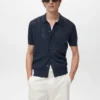 Chemise rayée en maille avec motif en dentelle