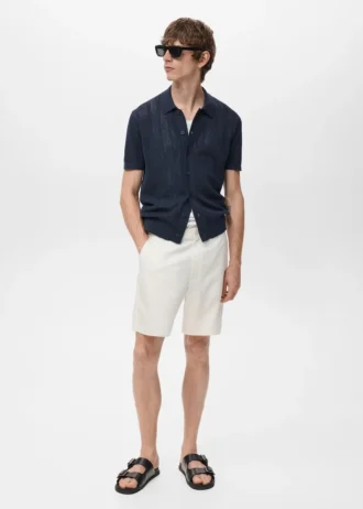 Chemise rayée en maille avec motif en dentelle