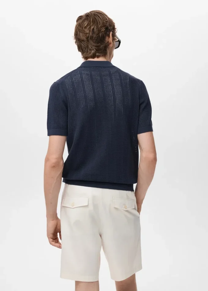 Chemise rayée en maille avec motif en dentelle