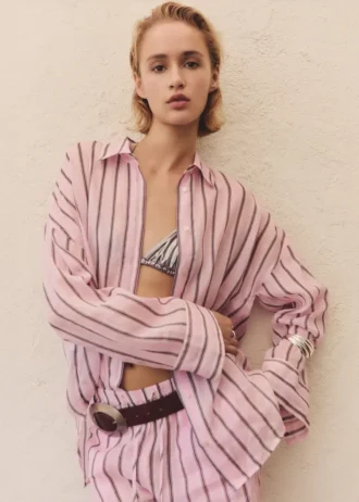 Chemise rayée en ramie