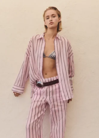 Chemise rayée en ramie