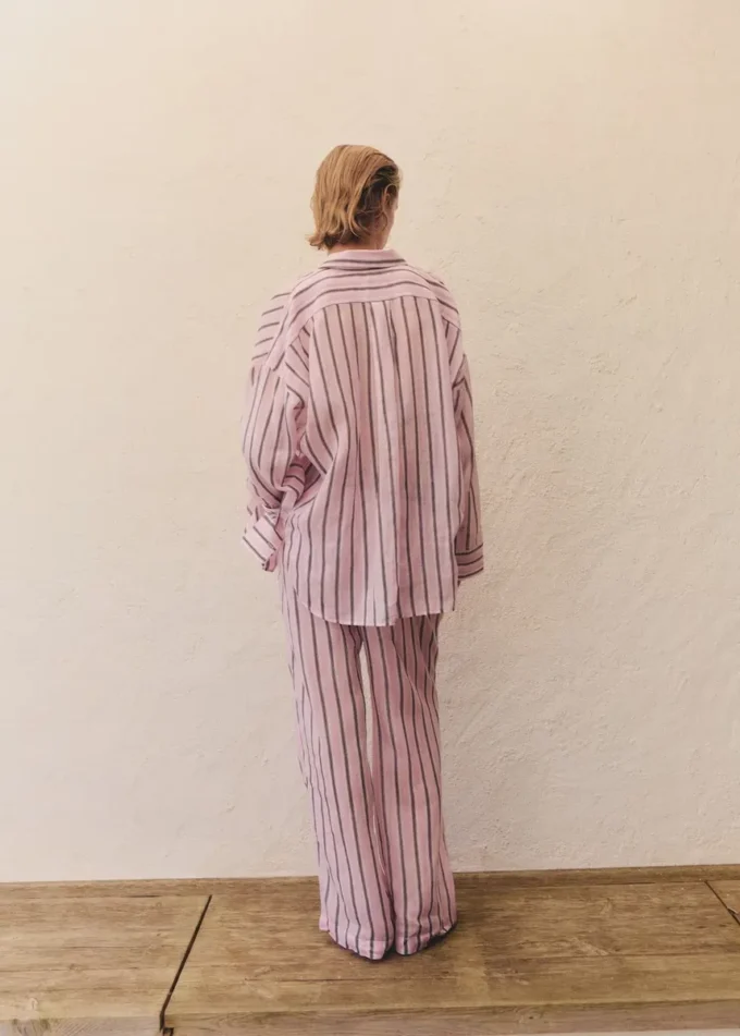 Chemise rayée en ramie