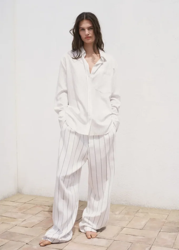 Chemise rayée semi-transparente