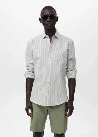 Chemise à rayures texturée, coupe classique