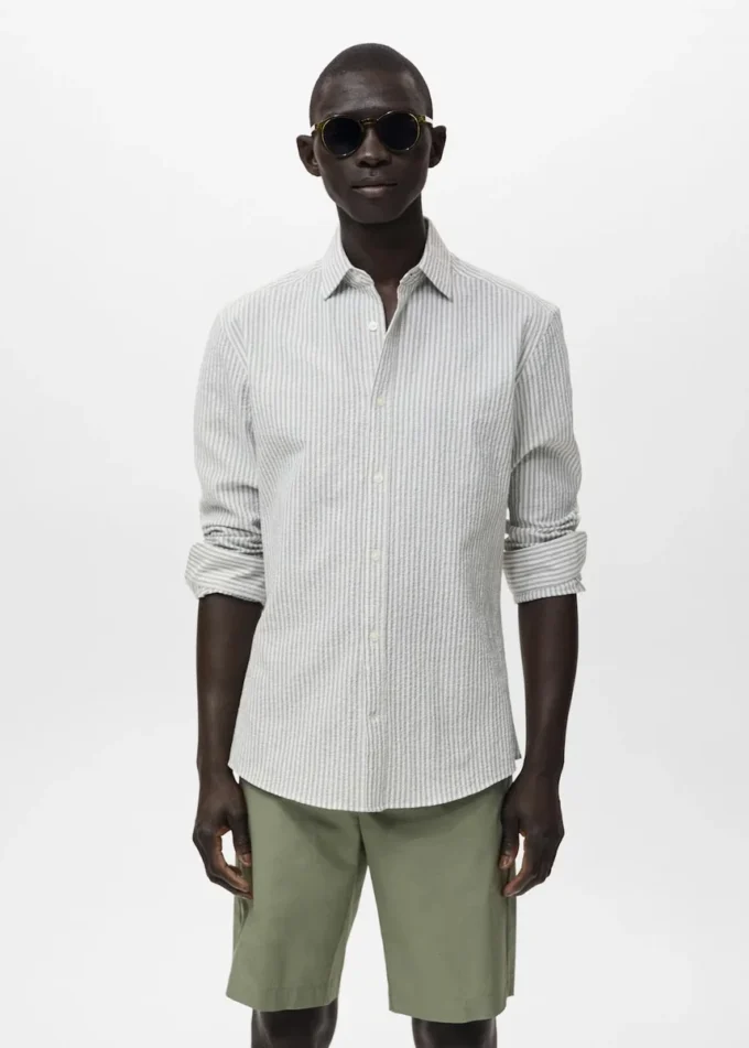Chemise à rayures texturée, coupe classique