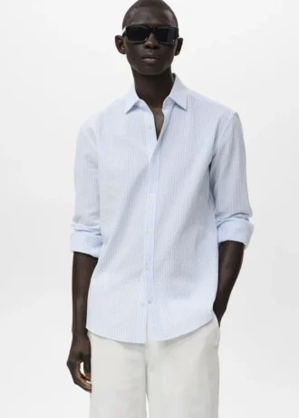 Chemise à rayures texturée, coupe classique