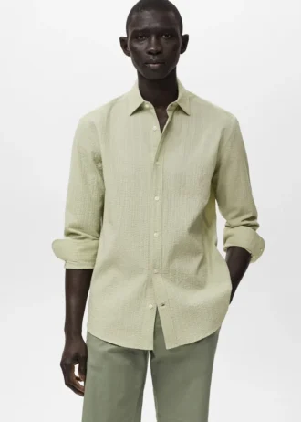 Chemise à rayures texturée, coupe classique