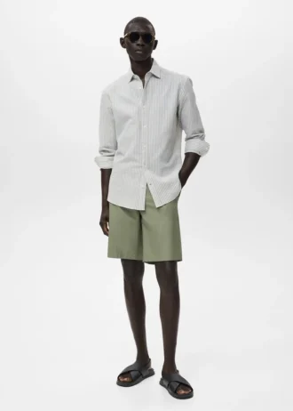 Chemise à rayures texturée, coupe classique