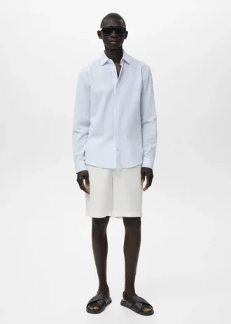 Chemise à rayures texturée, coupe classique