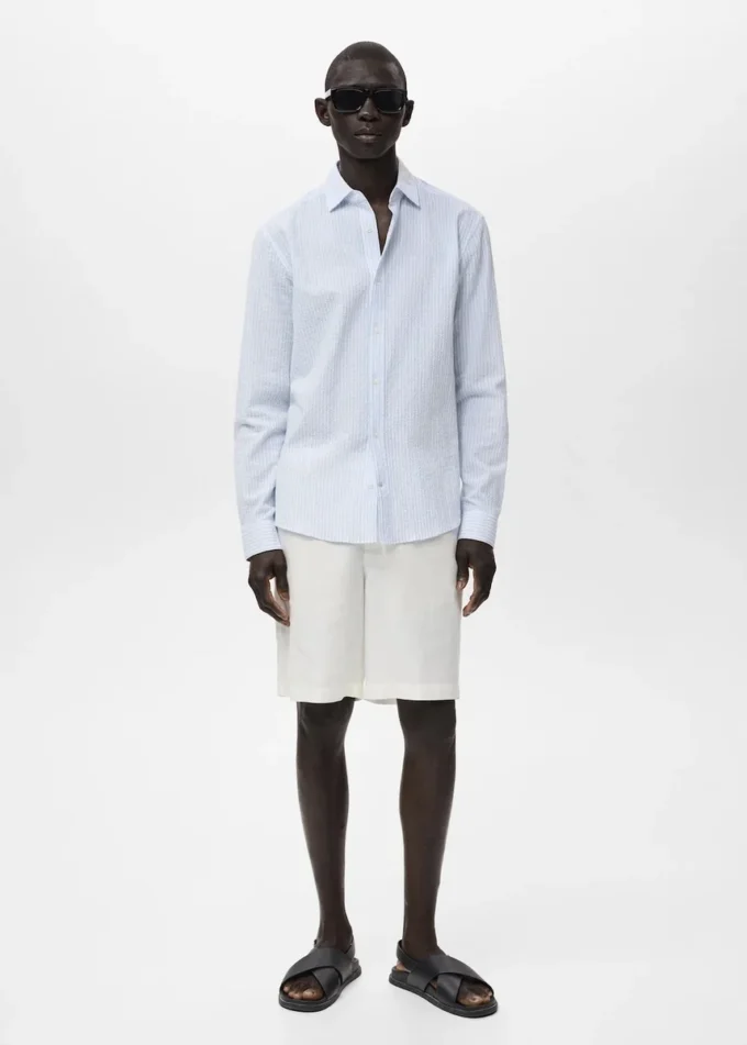 Chemise à rayures texturée, coupe classique