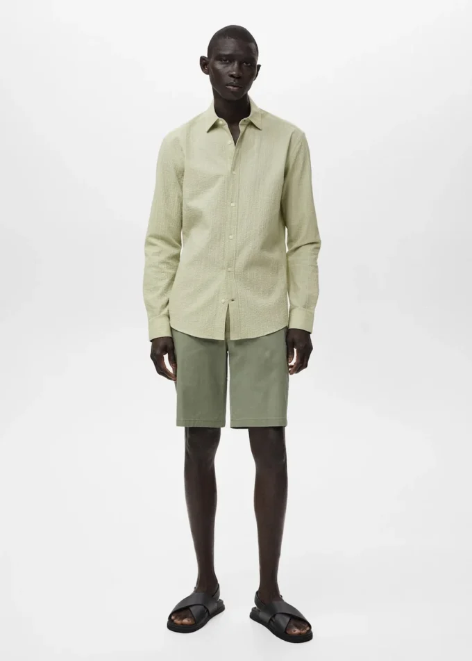 Chemise à rayures texturée, coupe classique Chemise à rayures texturée, coupe classique
