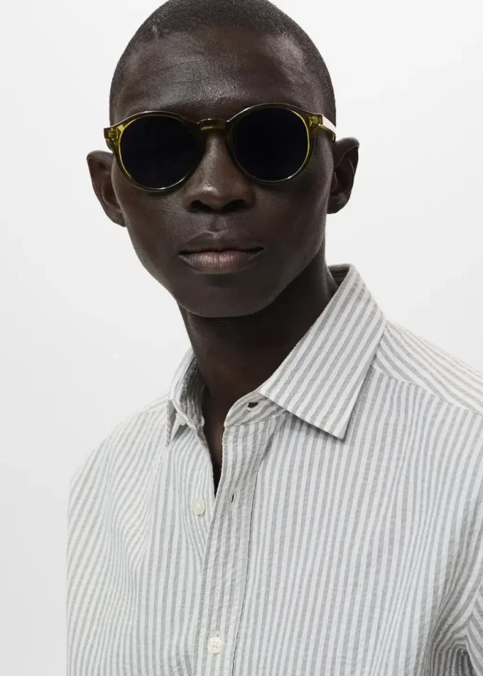 Chemise à rayures texturée, coupe classique