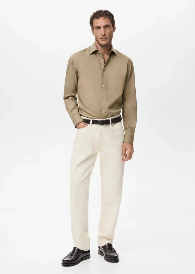 Chemise slim en coton lyocell